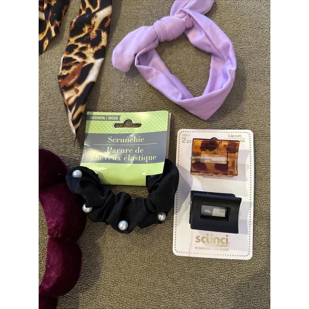 Mixed Lot Of 10 Hair Accessories - Headbands, Clips, Scrunchies (TD)
